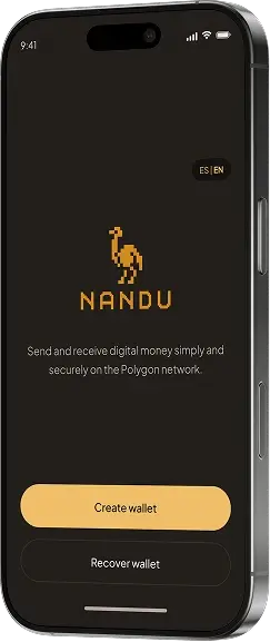 Nandu app - create or recover wallet